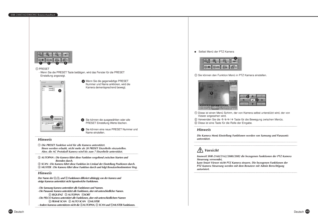 Samsung SHR-2162P, SHR-2160P, SHR-2080P, SHR-2082P manual 51Deutsch, Preset 