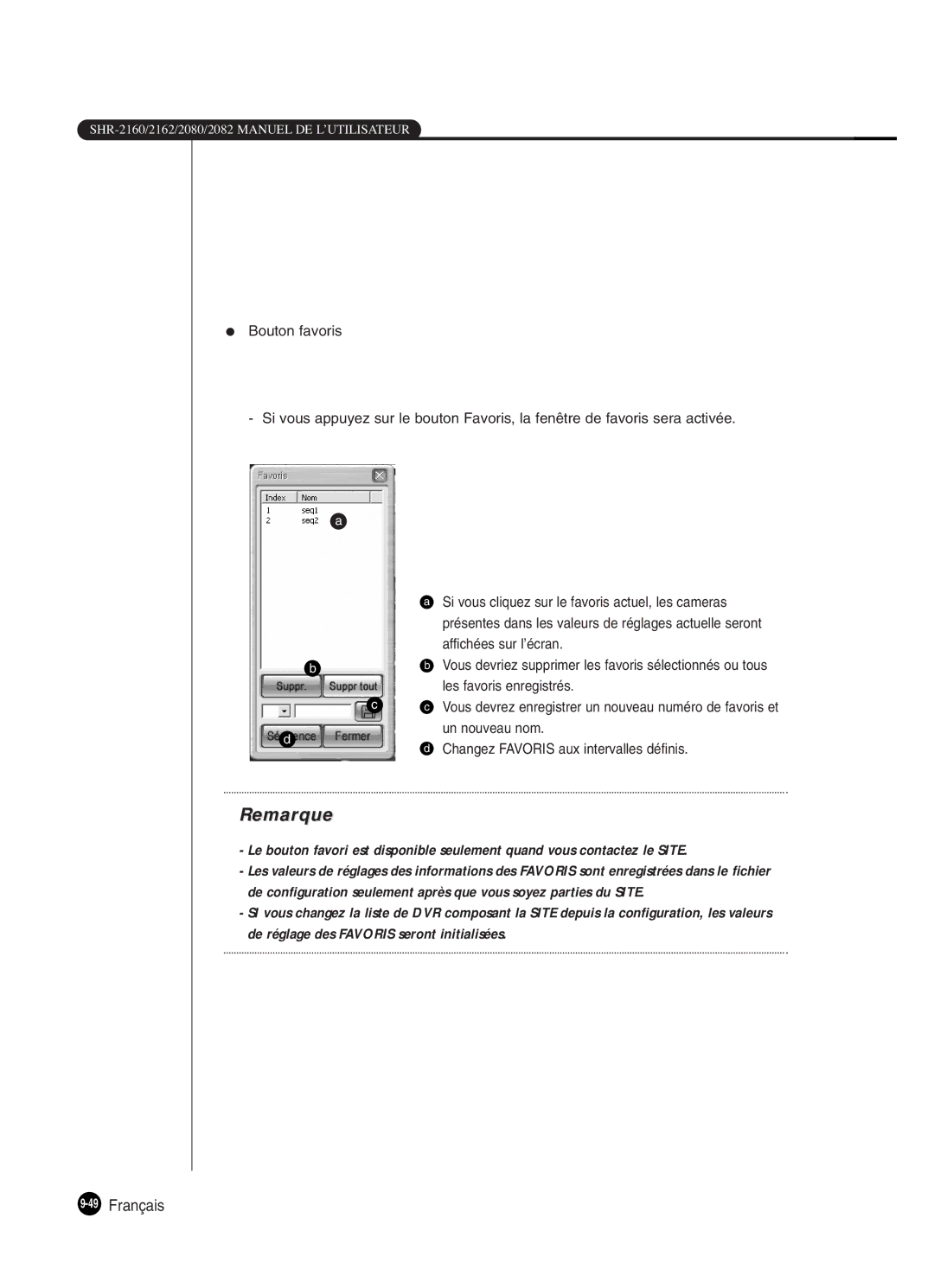 Samsung SHR-2160P250, SHR-2082P250, SHR-2080P250, SHR-2162P250 manual 49Français 