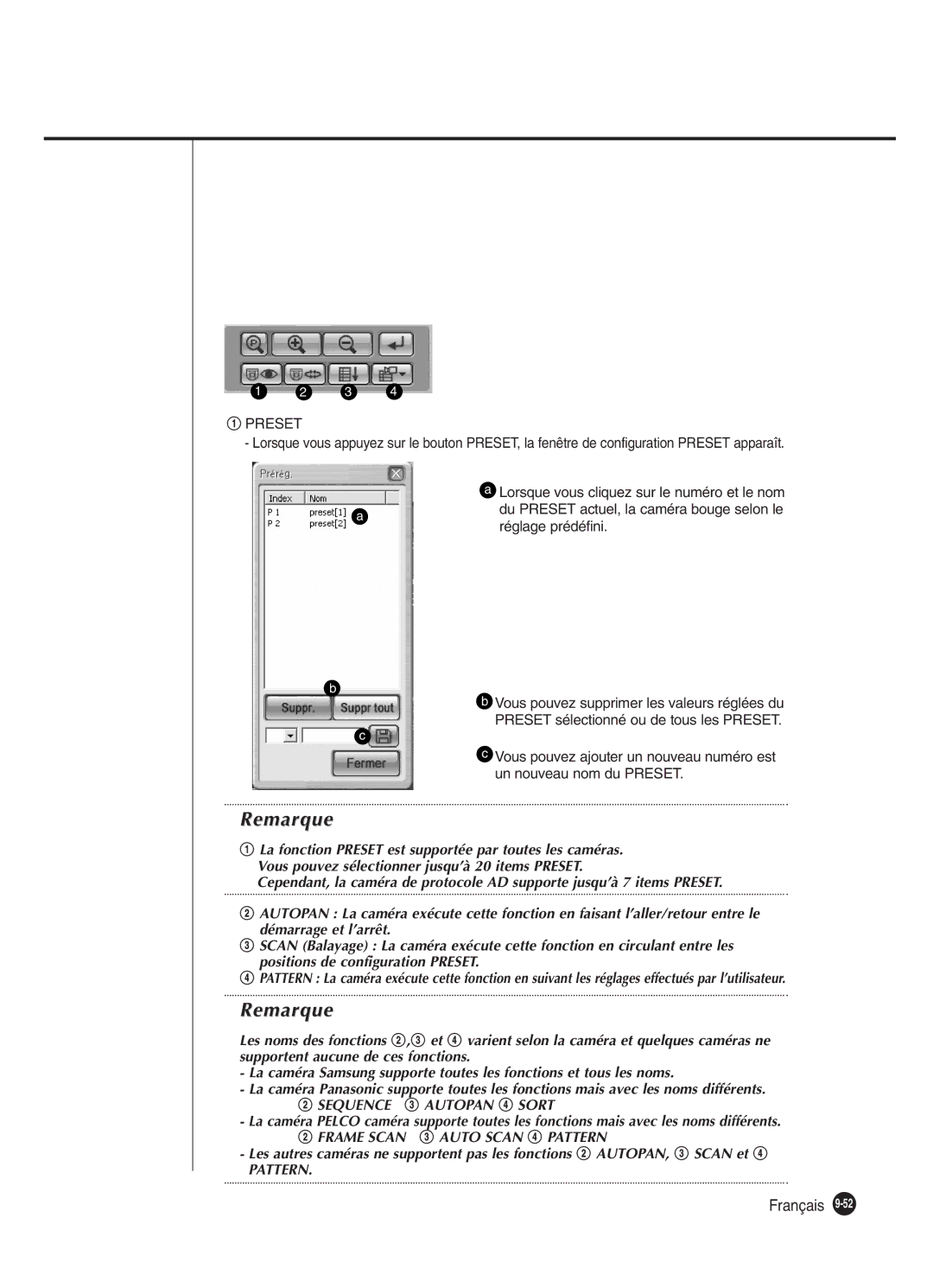 Samsung SHR-2082P250, SHR-2080P250, SHR-2160P250, SHR-2162P250 manual Preset, Réglage prédéfini 