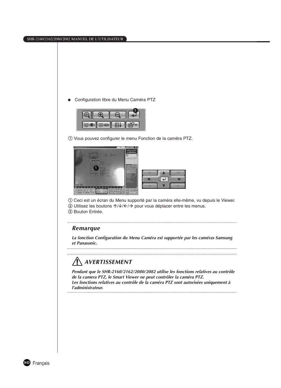 Samsung SHR-2082P250, SHR-2080P250, SHR-2160P250, SHR-2162P250 manual 53Français 