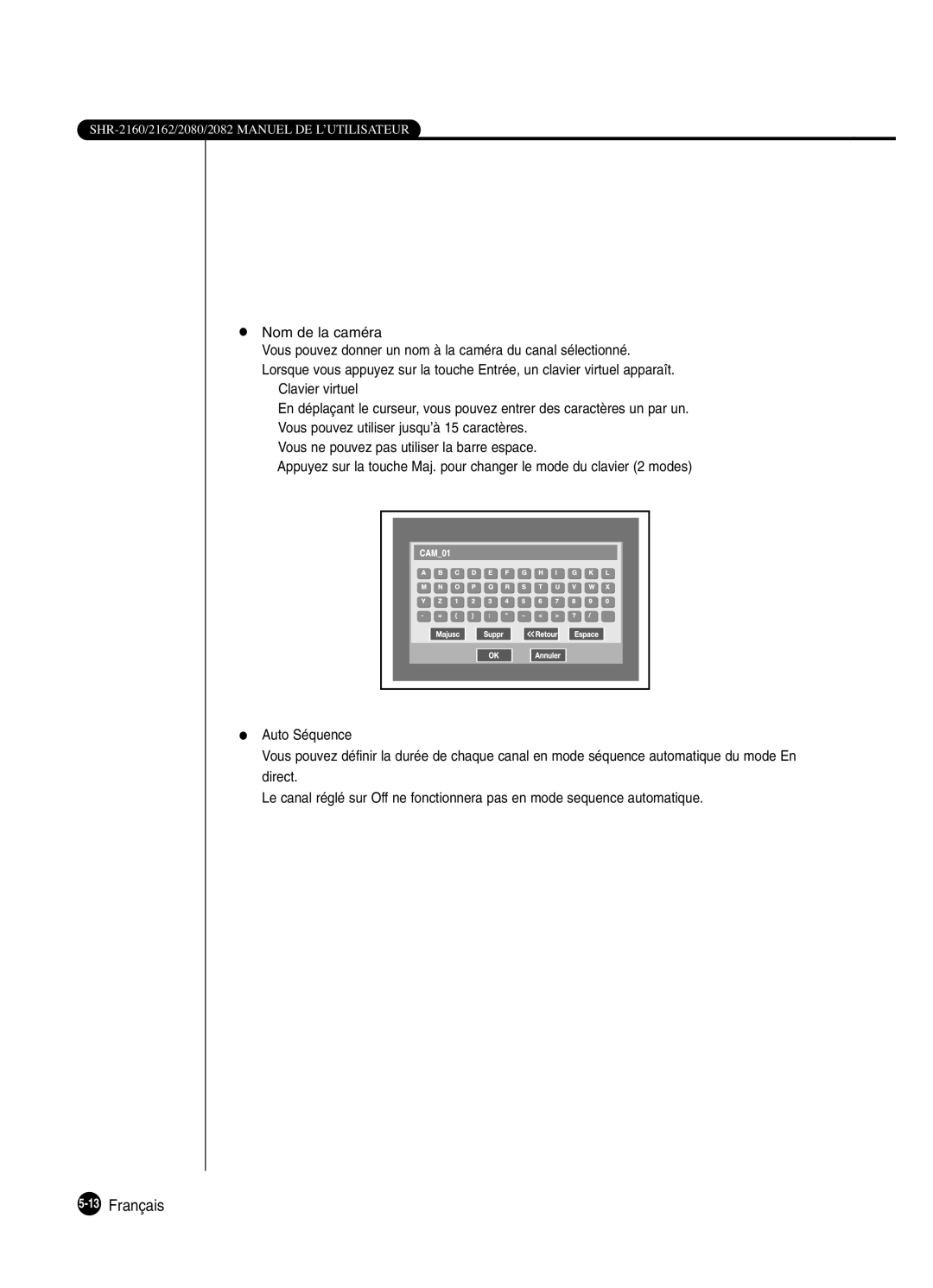 Samsung SHR-2160P250, SHR-2082P250, SHR-2080P250, SHR-2162P250 manual 13Français 