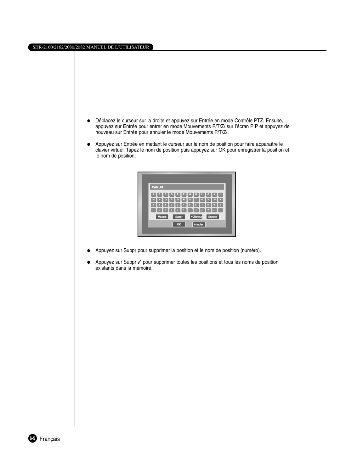 Samsung SHR-2082P250, SHR-2080P250, SHR-2160P250, SHR-2162P250 manual 5Français 