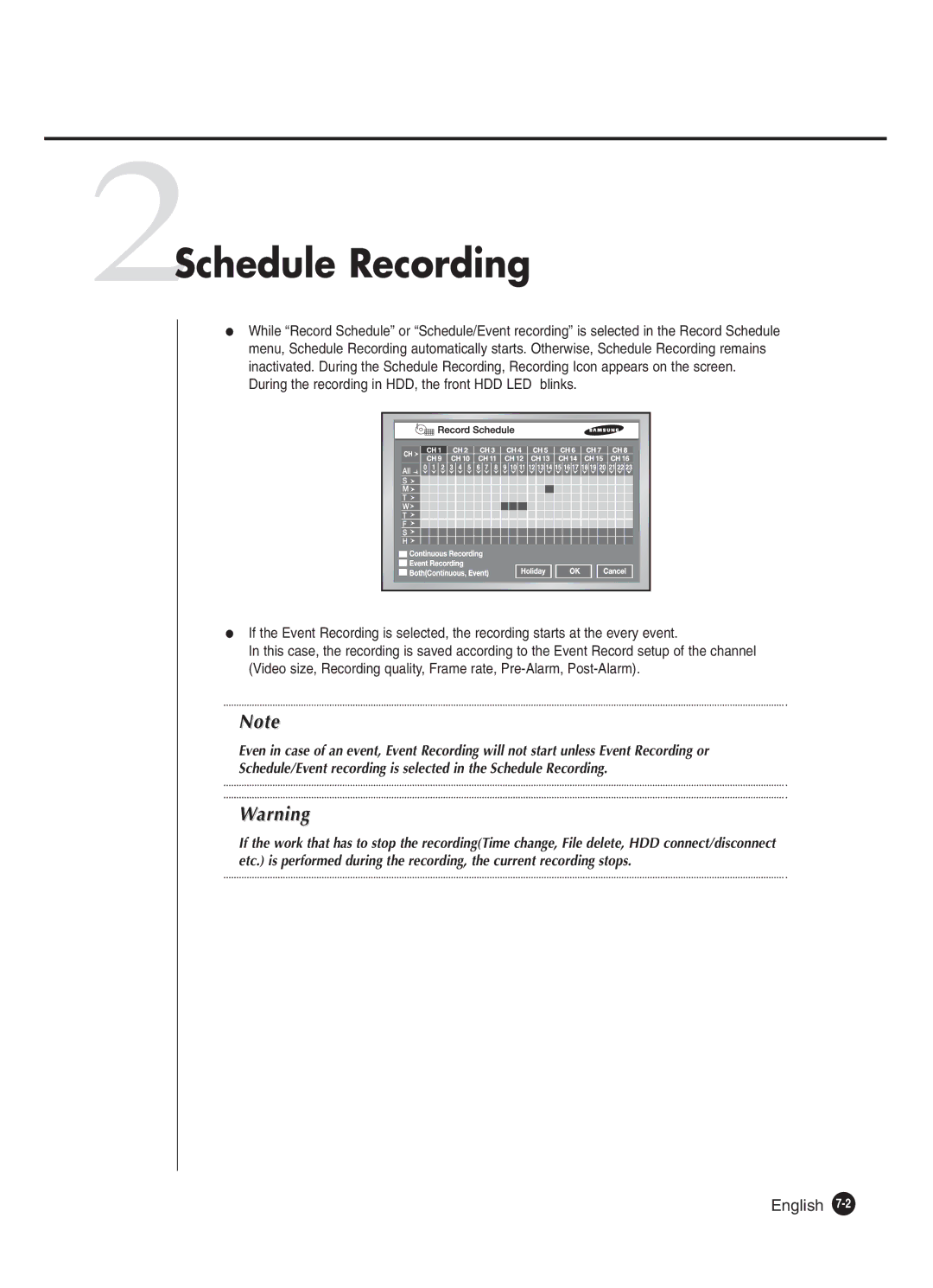 Samsung SHR-2160P250, SHR-2082P250, SHR-2080P250, SHR-2162P250, SHR-2160P2/XEC, SHR-2160P/XEC 2Schedule Recording, English 