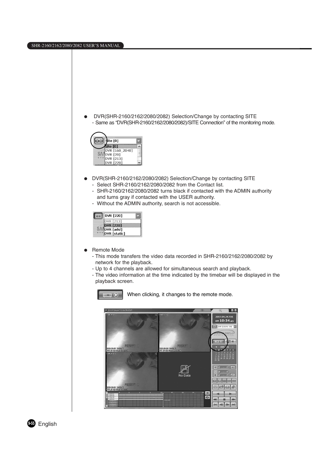 Samsung SHR-2082P250, SHR-2080P250, SHR-2160P250, SHR-2162P250, SHR-2160P2/XEC, SHR-2160P/XEC, SHR-2080P2/XEC 55English 