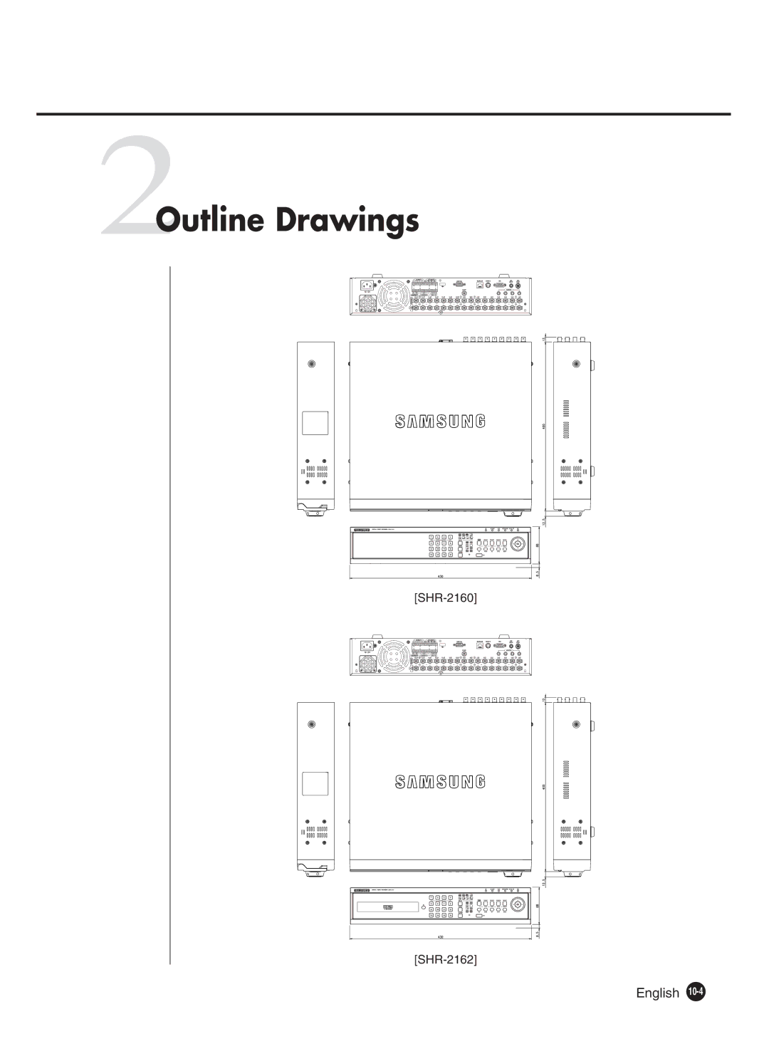 Samsung SHR-2080P250, SHR-2082P250, SHR-2160P250, SHR-2162P250, SHR-2160P2/XEC, SHR-2160P/XEC 2Outline Drawings, English 