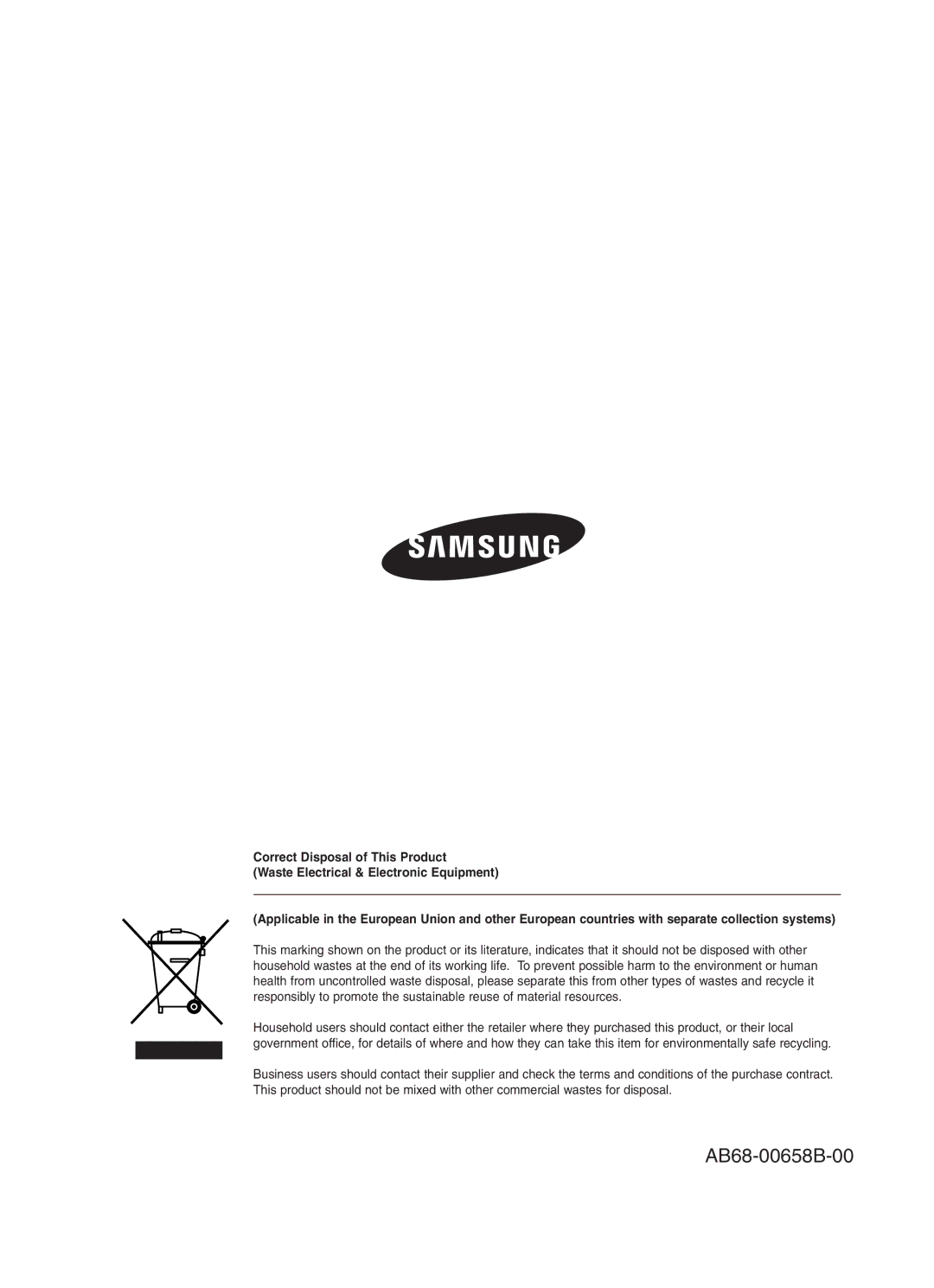 Samsung SHR-2082P250, SHR-2080P250, SHR-2160P250, SHR-2162P250, SHR-2160P2/XEC, SHR-2160P/XEC manual AB68-00658B-00 