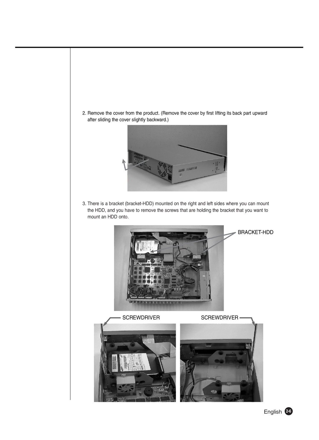 Samsung SHR-2162P250, SHR-2082P250, SHR-2080P250, SHR-2160P250, SHR-2160P2/XEC manual BRACKET-HDD Screwdriverscrewdriver 