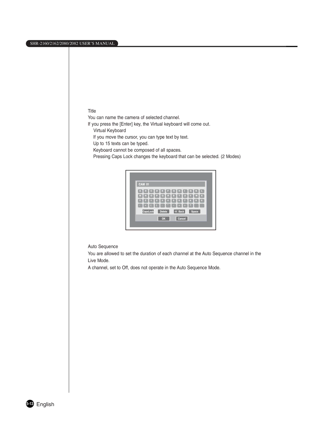 Samsung SHR-2160P/XEC, SHR-2082P250, SHR-2080P250, SHR-2160P250, SHR-2162P250, SHR-2160P2/XEC, SHR-2080P2/XEC manual 13English 