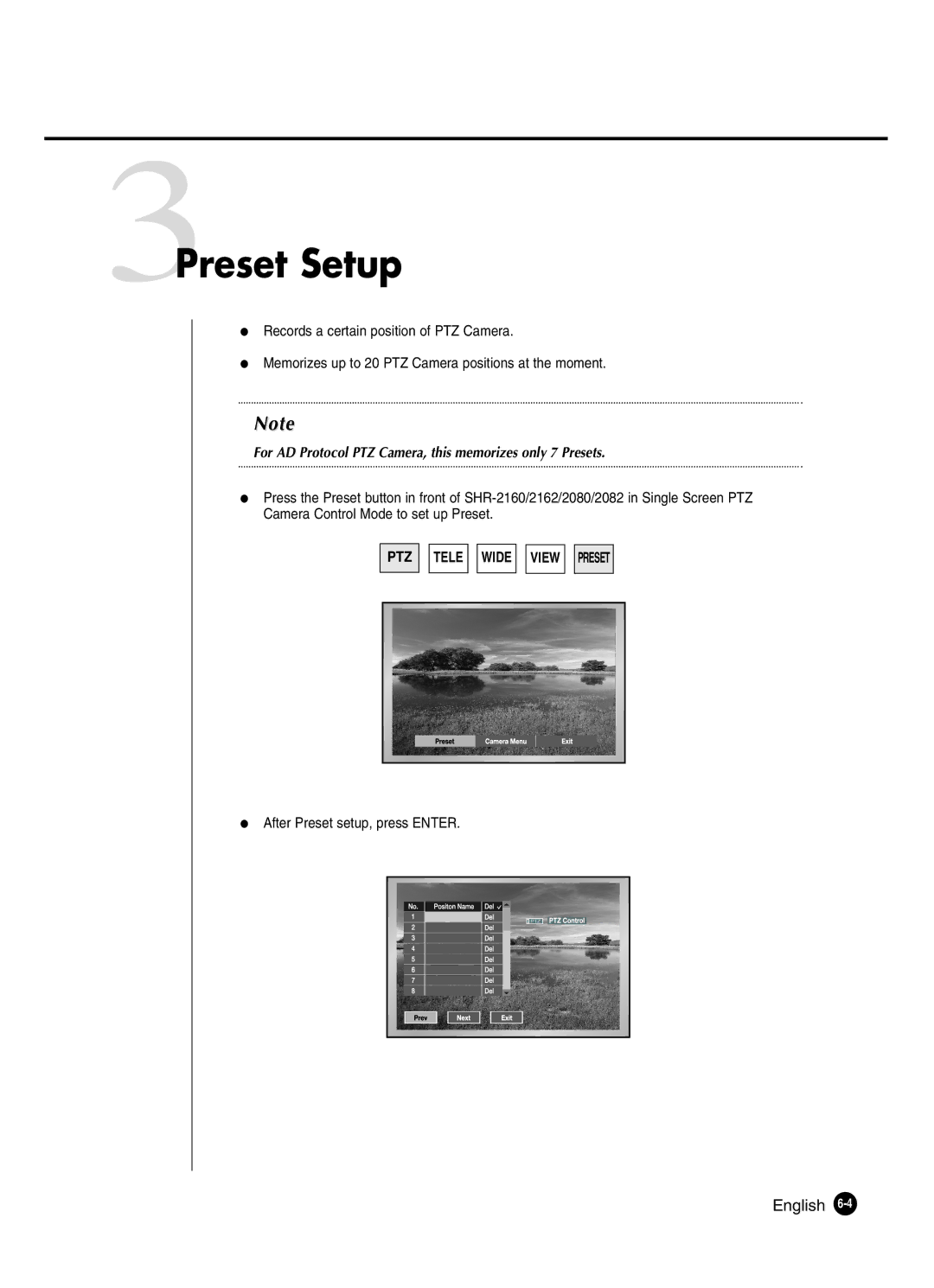 Samsung SHR-2162P250, SHR-2082P250, SHR-2080P250, SHR-2160P250, SHR-2160P2/XEC, SHR-2160P/XEC, SHR-2080P2/XEC 3Preset Setup 