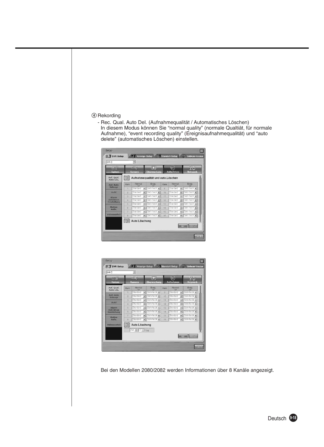 Samsung SHR-2080P250, SHR-2082P250, SHR-2160P250, SHR-2162P250 manual Deutsch 