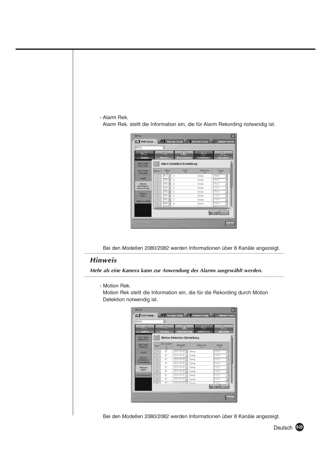 Samsung SHR-2162P250, SHR-2082P250, SHR-2080P250, SHR-2160P250 manual Hinweis 