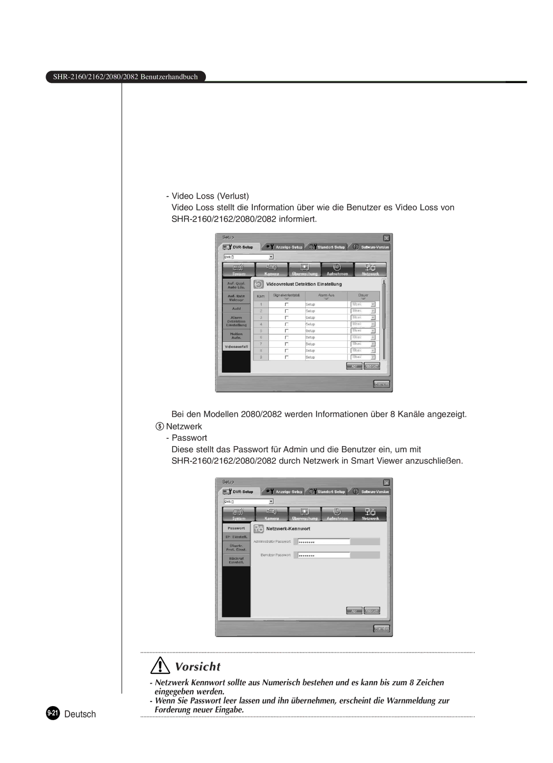 Samsung SHR-2082P250, SHR-2080P250, SHR-2160P250, SHR-2162P250 manual Deutsch 