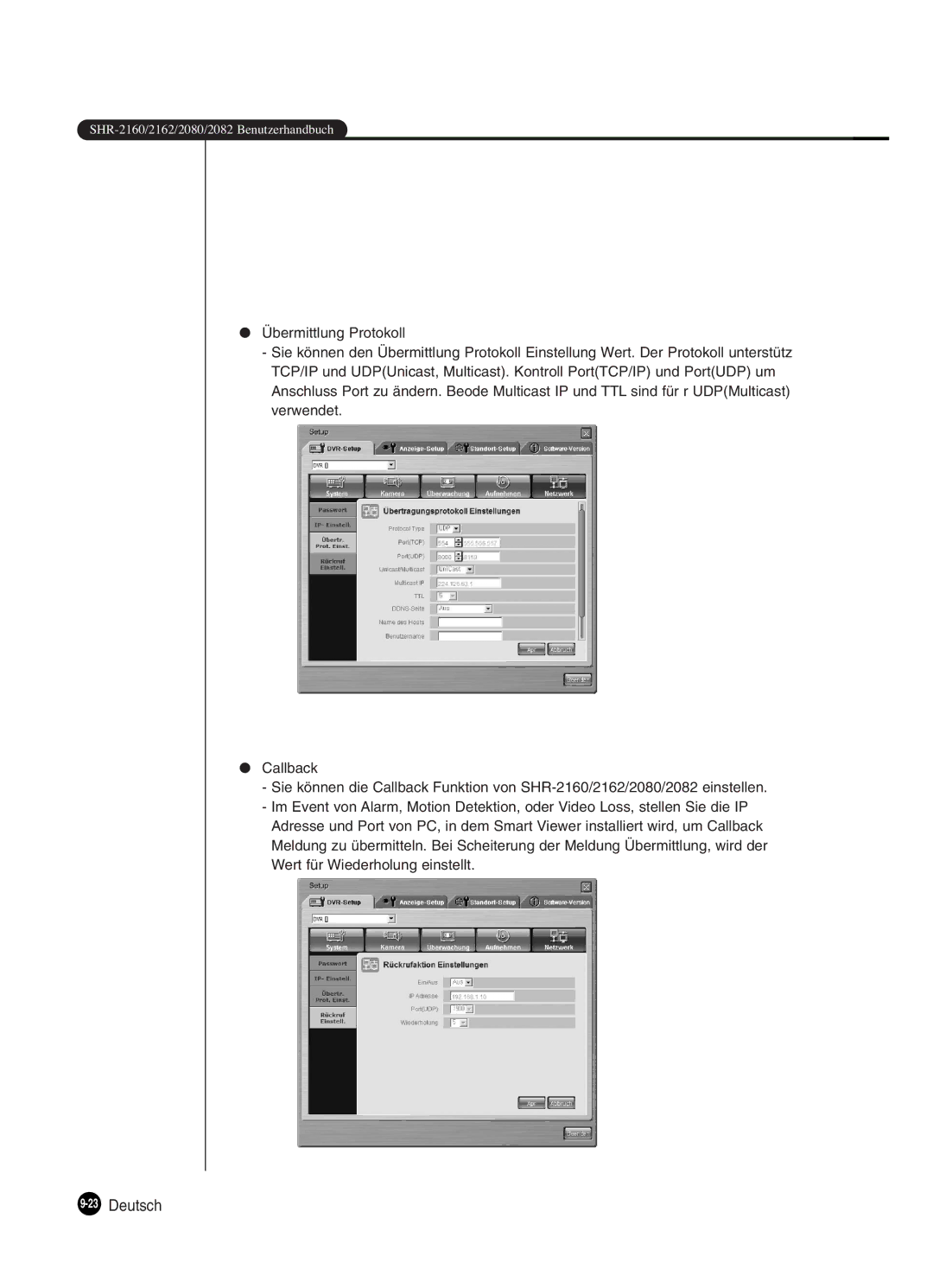 Samsung SHR-2082P250, SHR-2080P250, SHR-2160P250, SHR-2162P250 manual 23Deutsch 