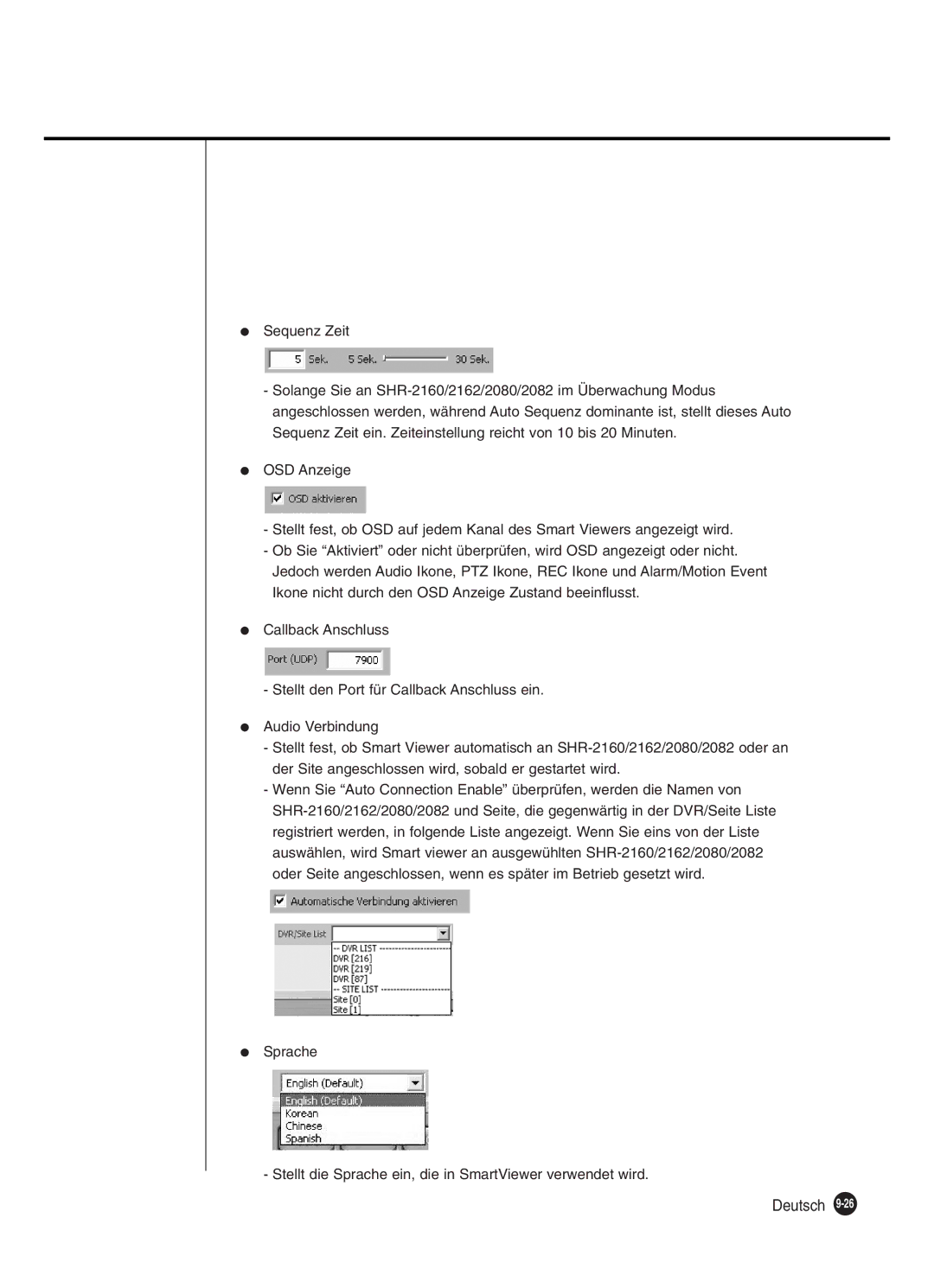 Samsung SHR-2162P250, SHR-2082P250, SHR-2080P250, SHR-2160P250 manual Deutsch 