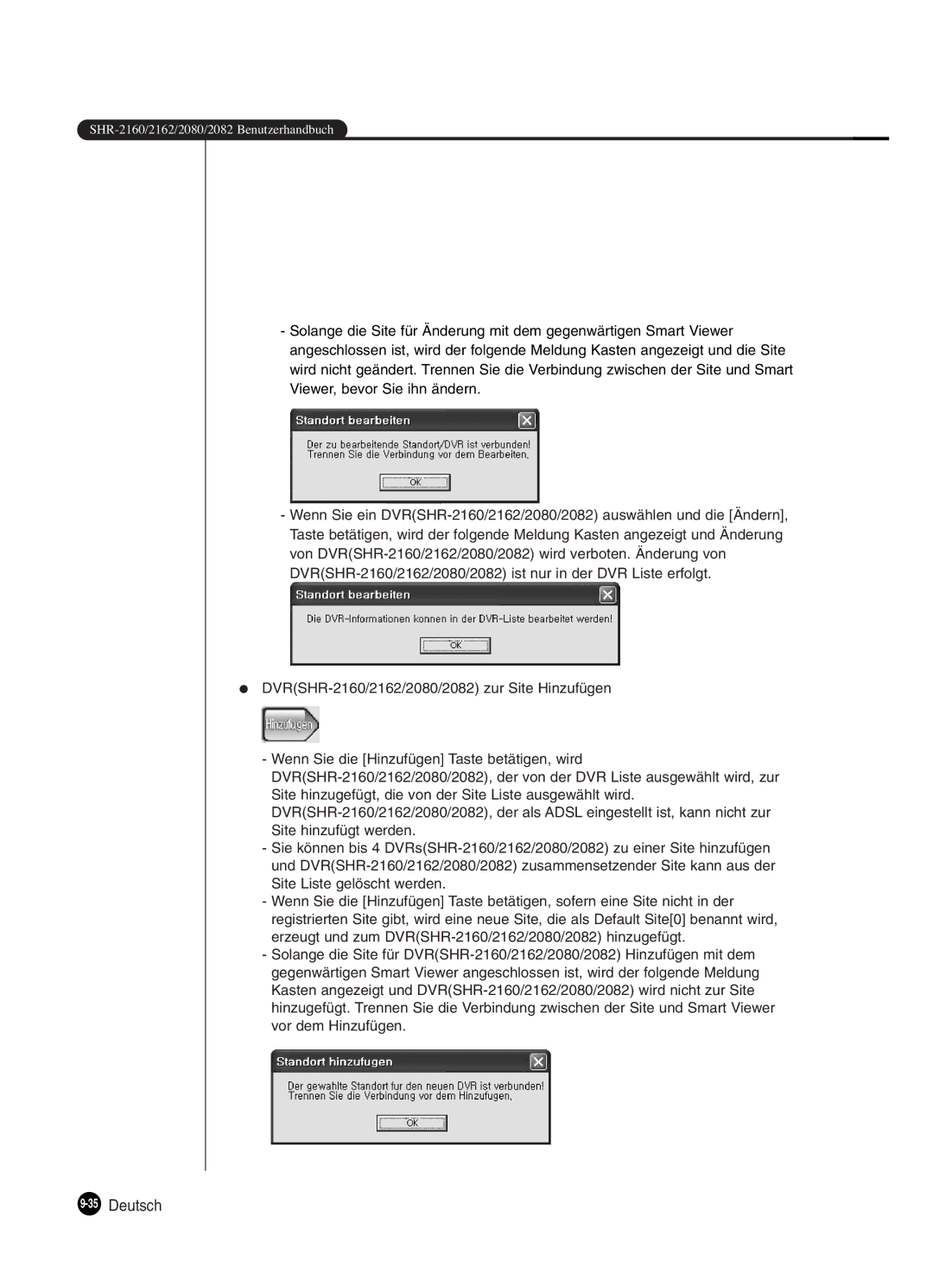 Samsung SHR-2082P250, SHR-2080P250, SHR-2160P250, SHR-2162P250 manual 35Deutsch 