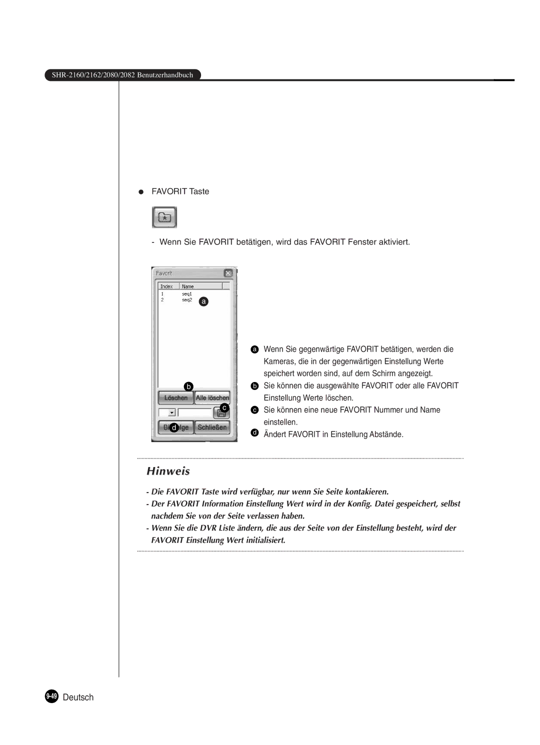 Samsung SHR-2160P250, SHR-2082P250, SHR-2080P250, SHR-2162P250 manual 49Deutsch 