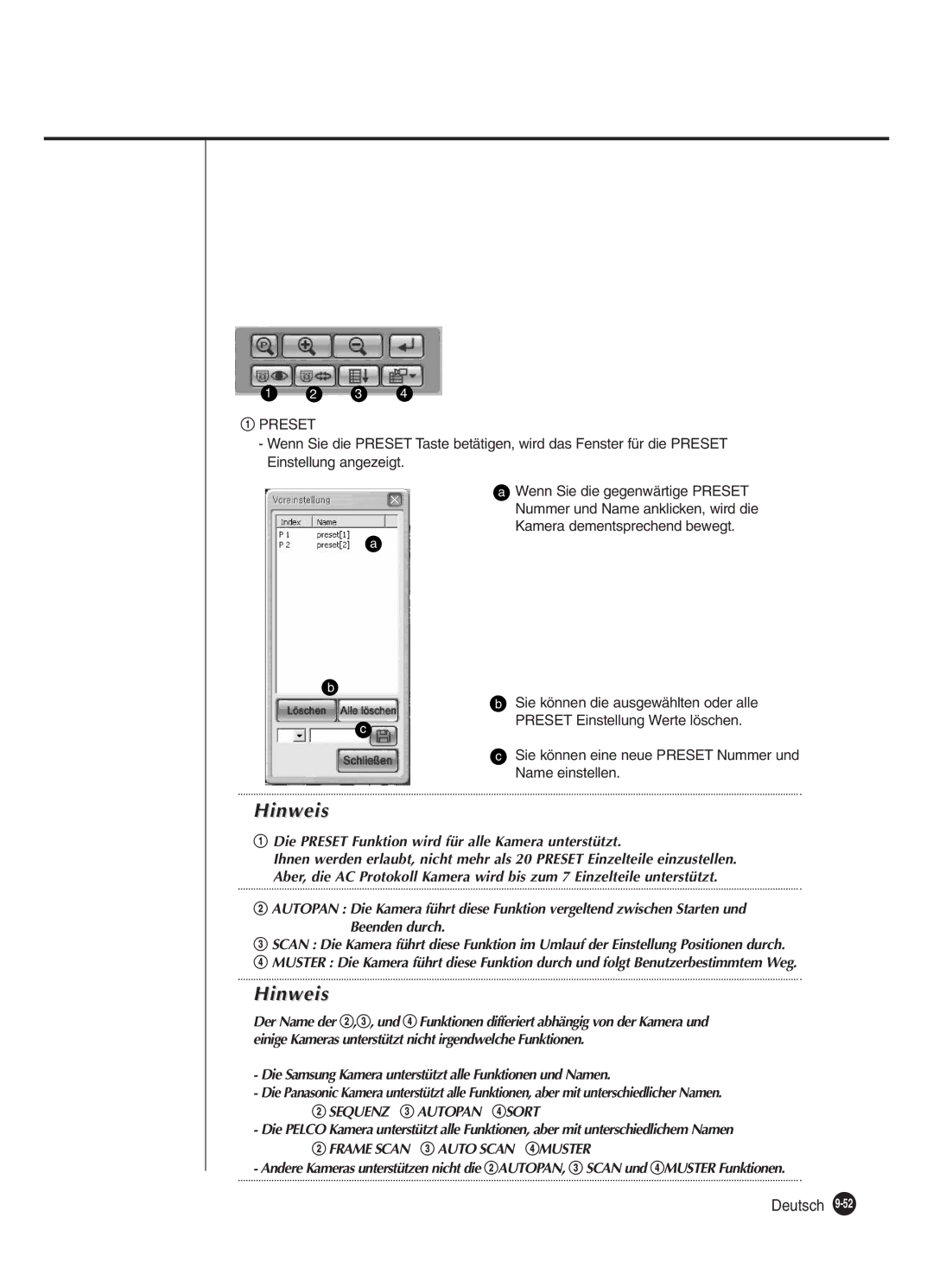 Samsung SHR-2082P250, SHR-2080P250, SHR-2160P250, SHR-2162P250 manual @ Sequenz # Autopan $SORT 