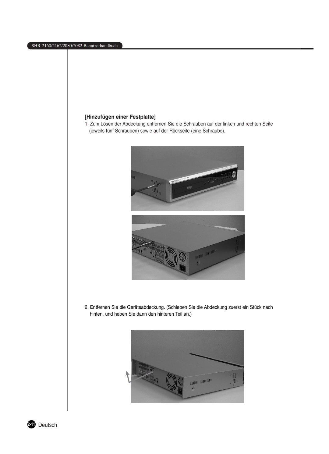 Samsung SHR-2160P250, SHR-2082P250, SHR-2080P250, SHR-2162P250 manual 11Deutsch 