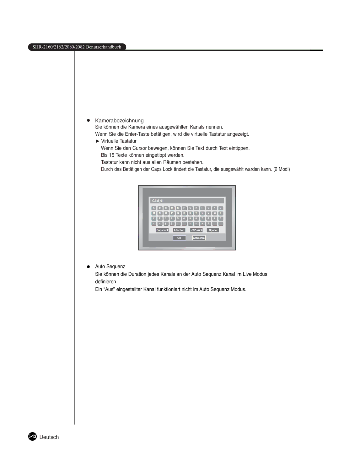 Samsung SHR-2160P250, SHR-2082P250, SHR-2080P250, SHR-2162P250 manual 13Deutsch 