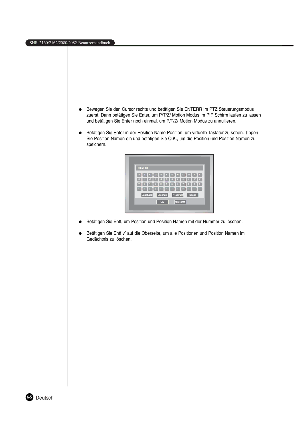 Samsung SHR-2082P250, SHR-2080P250, SHR-2160P250, SHR-2162P250 manual 5Deutsch 