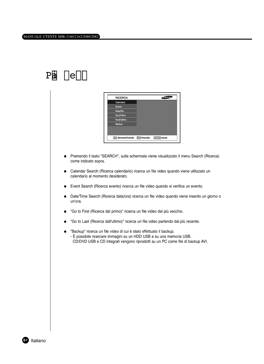 Samsung SHR-2160P250, SHR-2082P250, SHR-2080P250, SHR-2162P250 manual Prima delluso, 1Italiano 