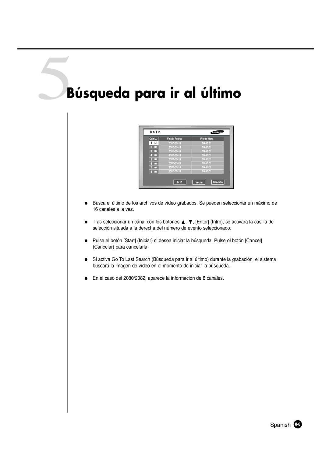 Samsung SHR-2162P, SHR-2160P2/XEC, SHR-2160P/XEC, SHR-2080P2/XEC manual 5Búsqueda para ir al último 