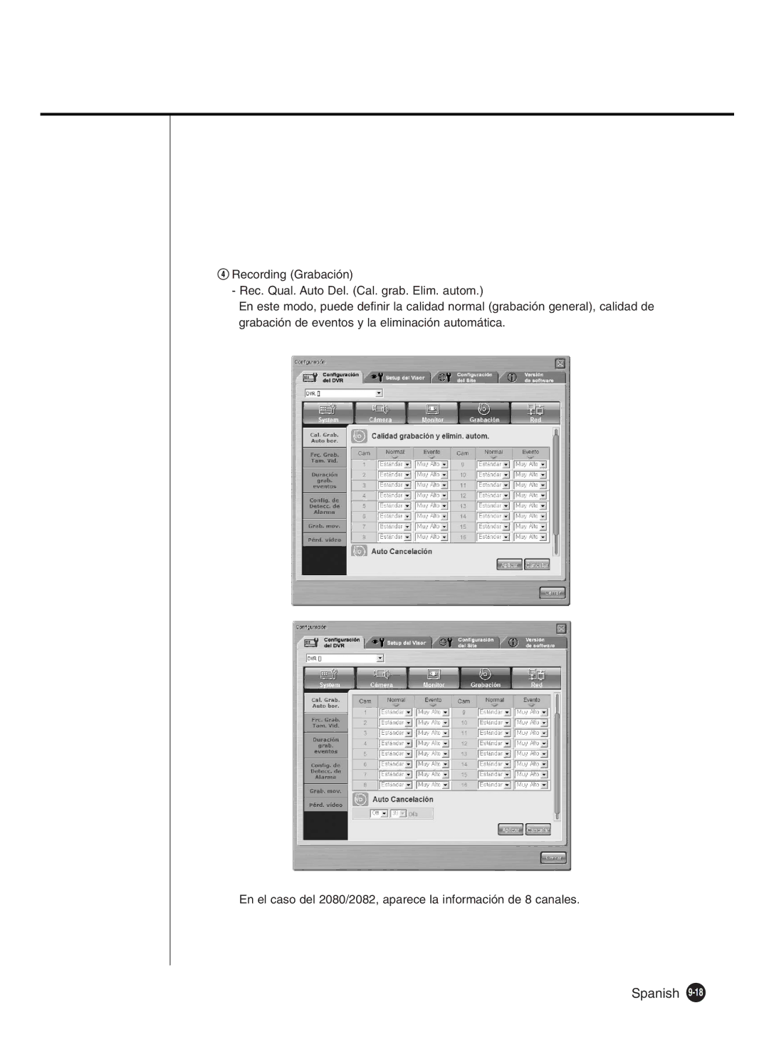 Samsung SHR-2162P, SHR-2160P2/XEC, SHR-2160P/XEC, SHR-2080P2/XEC manual Spanish 