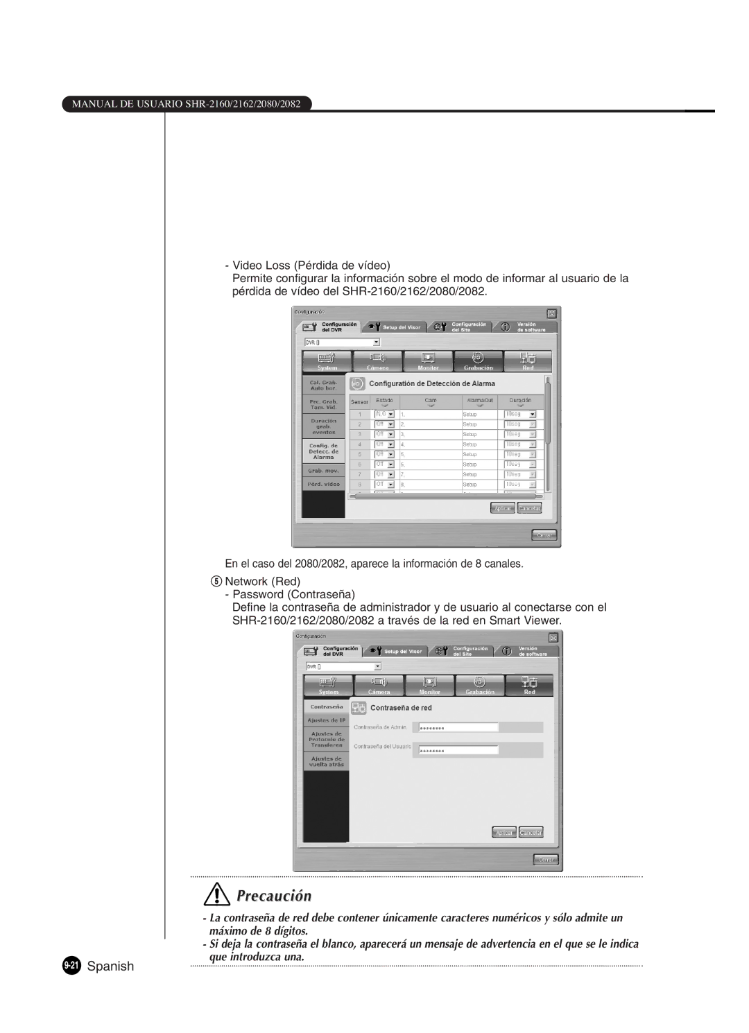 Samsung SHR-2160P/XEC, SHR-2162P, SHR-2160P2/XEC, SHR-2080P2/XEC manual Precaución 