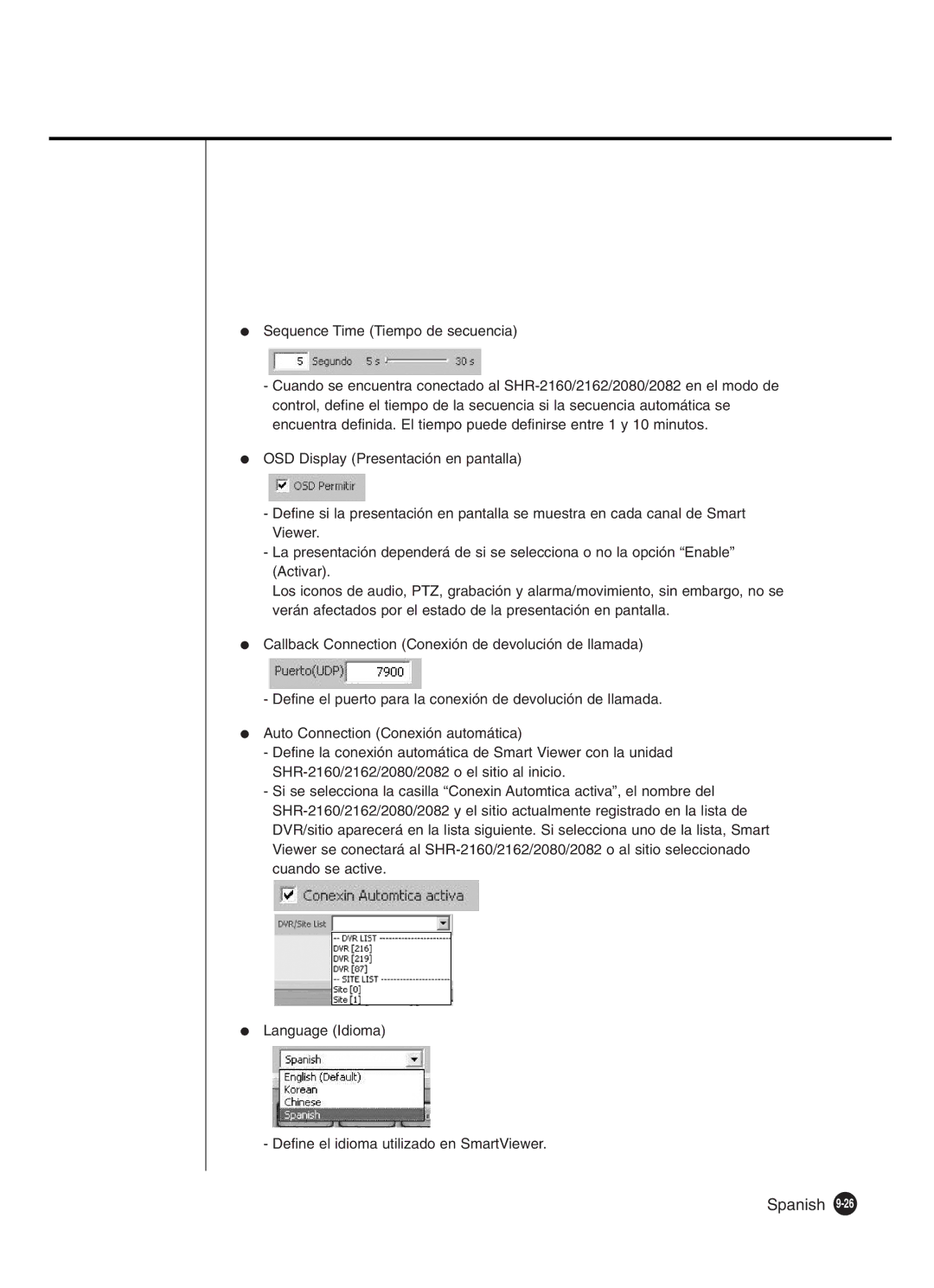 Samsung SHR-2160P/XEC, SHR-2162P, SHR-2160P2/XEC, SHR-2080P2/XEC manual Spanish 