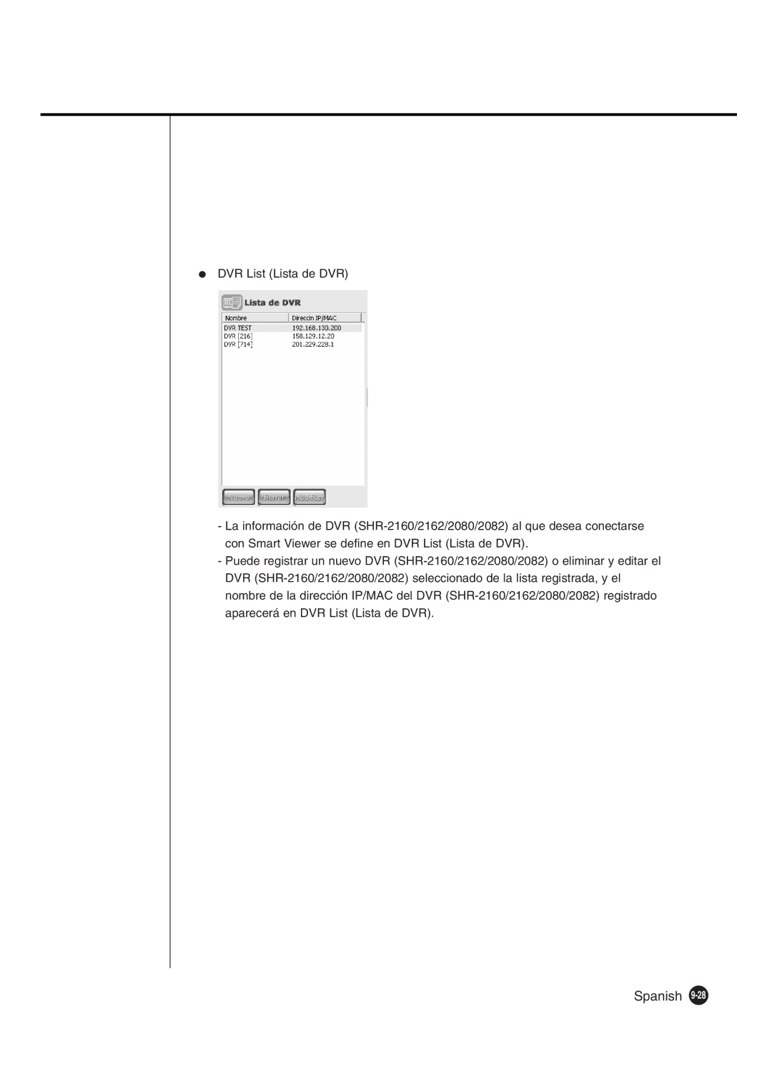 Samsung SHR-2162P, SHR-2160P2/XEC, SHR-2160P/XEC, SHR-2080P2/XEC manual Spanish 