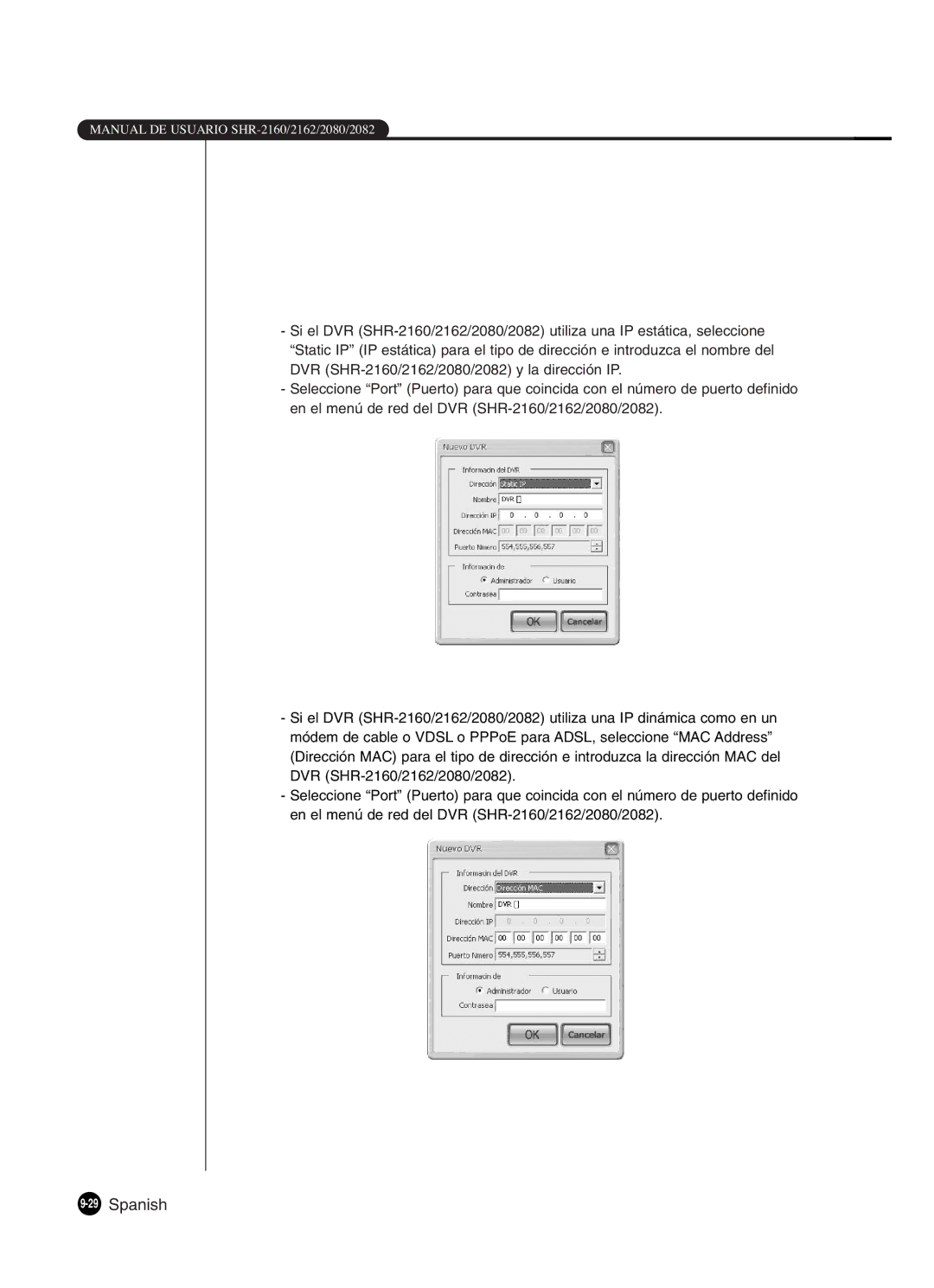 Samsung SHR-2162P, SHR-2160P2/XEC, SHR-2160P/XEC, SHR-2080P2/XEC manual 29Spanish 