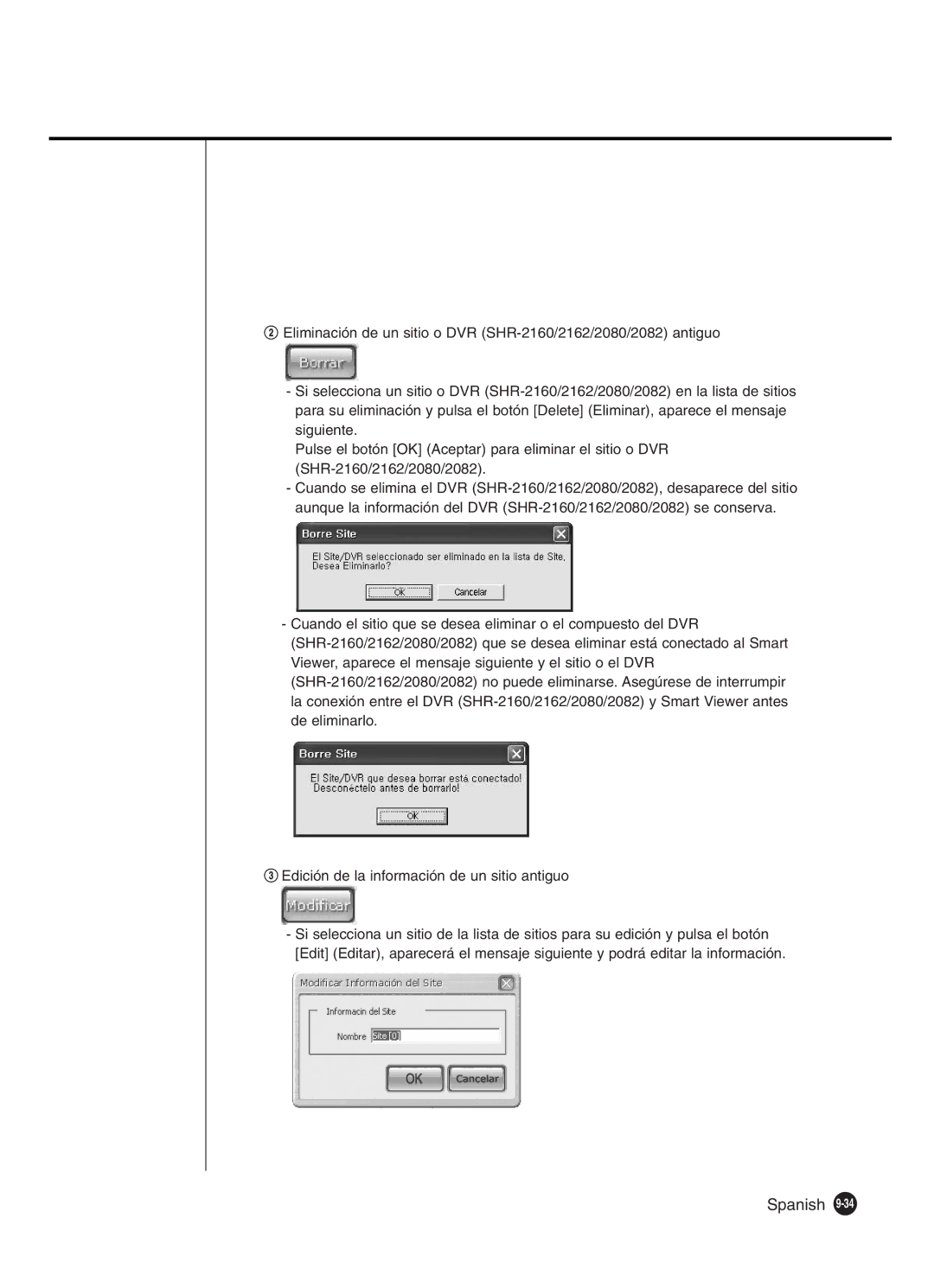 Samsung SHR-2162P, SHR-2160P2/XEC, SHR-2160P/XEC, SHR-2080P2/XEC manual Spanish 