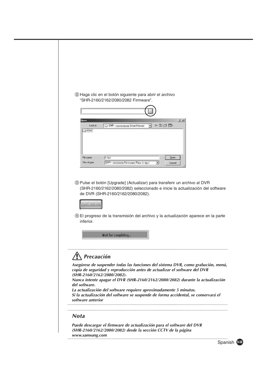 Samsung SHR-2162P, SHR-2160P2/XEC, SHR-2160P/XEC, SHR-2080P2/XEC manual Precaución 