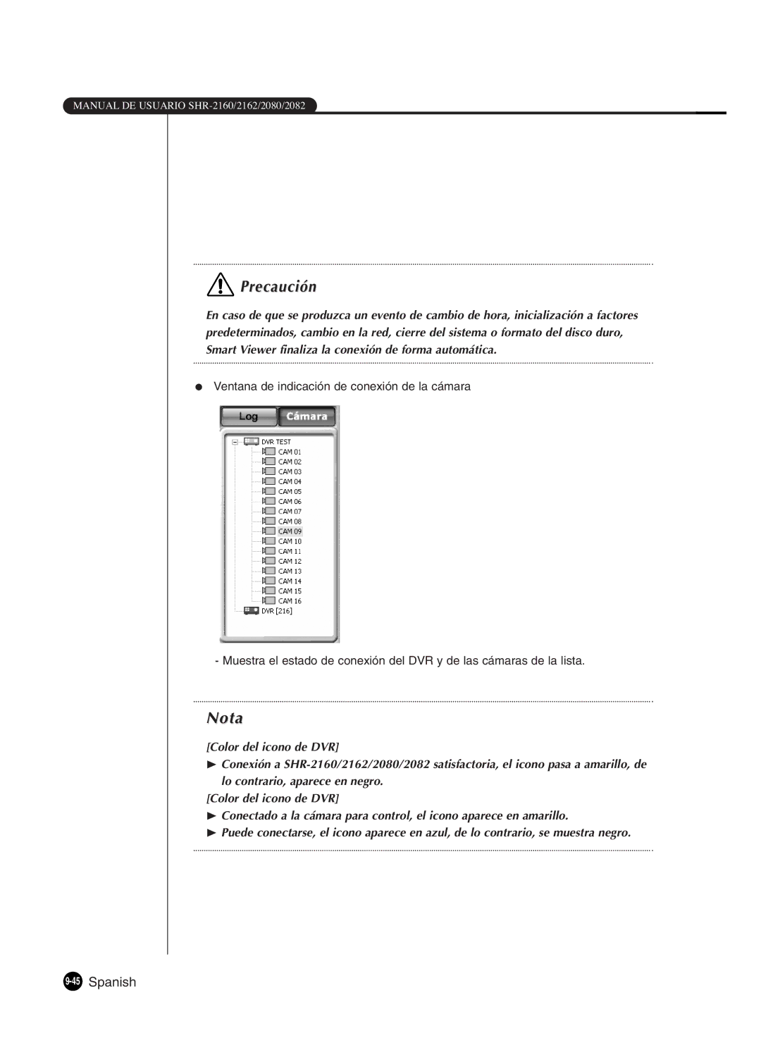 Samsung SHR-2160P2/XEC, SHR-2162P, SHR-2160P/XEC, SHR-2080P2/XEC manual 45Spanish 