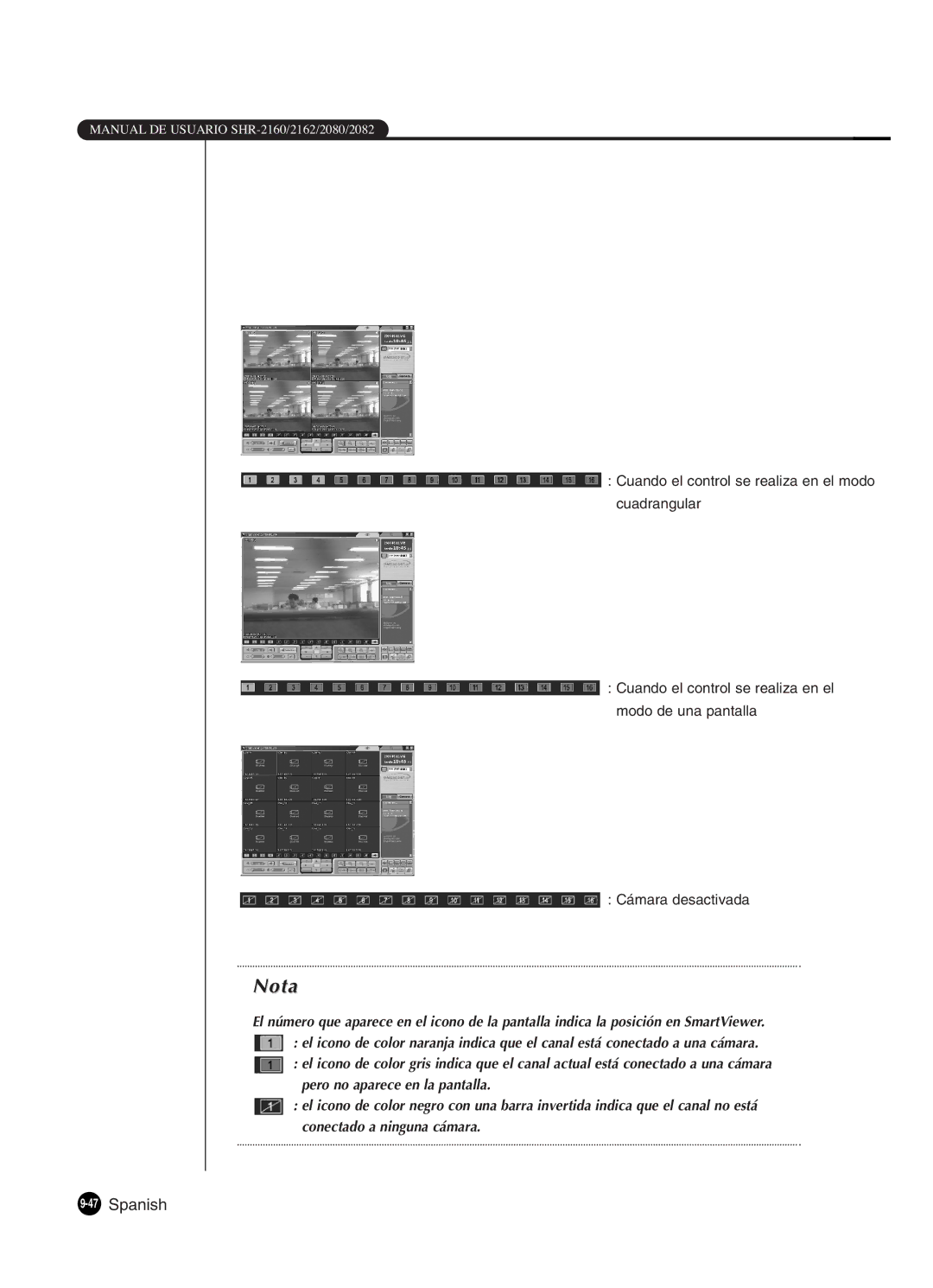 Samsung SHR-2080P2/XEC, SHR-2162P, SHR-2160P2/XEC, SHR-2160P/XEC manual 47Spanish 