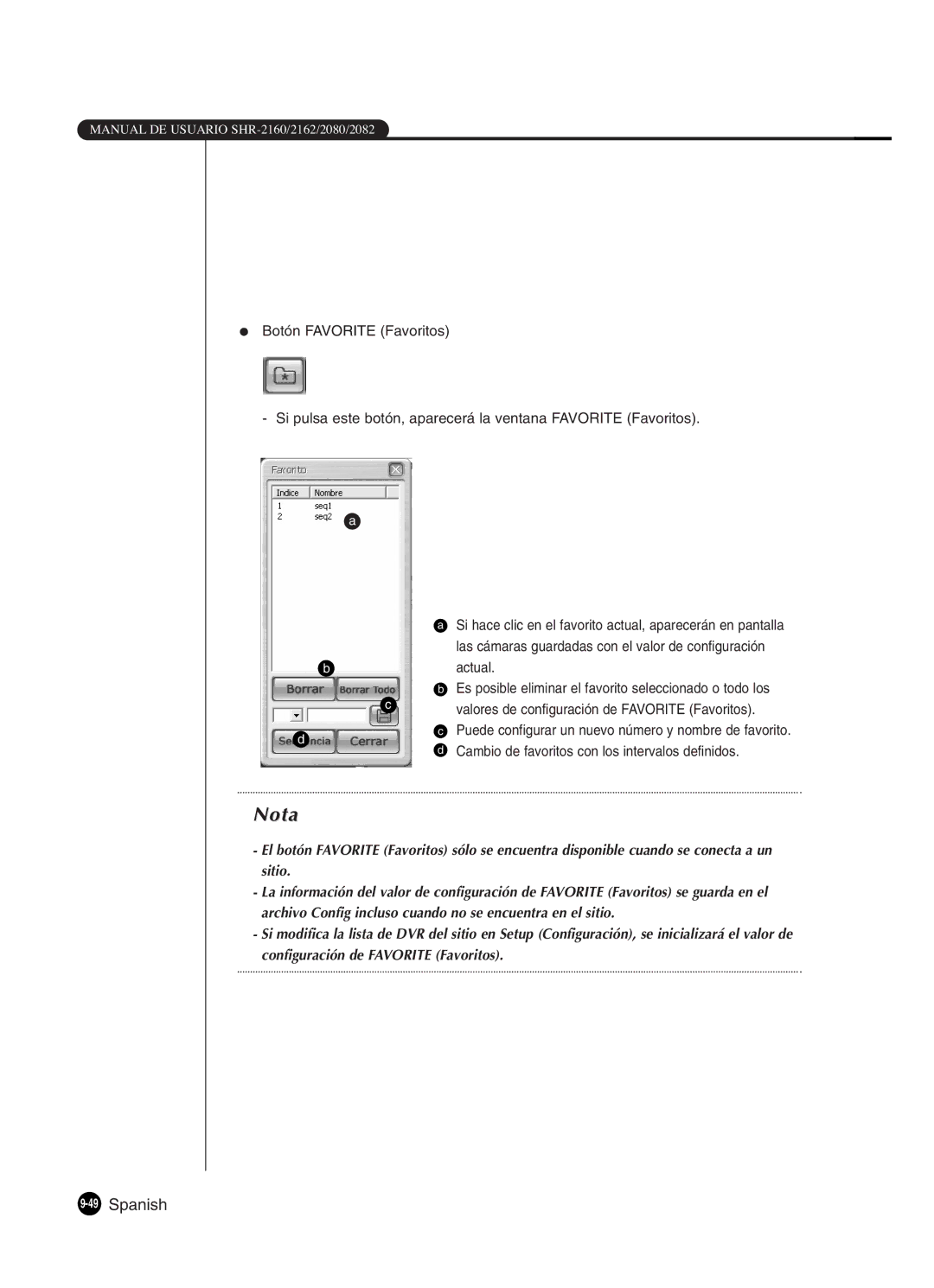 Samsung SHR-2162P, SHR-2160P2/XEC, SHR-2160P/XEC, SHR-2080P2/XEC manual 49Spanish 