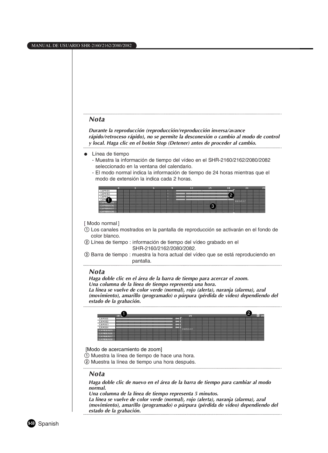 Samsung SHR-2162P, SHR-2160P2/XEC, SHR-2160P/XEC, SHR-2080P2/XEC manual 59Spanish 