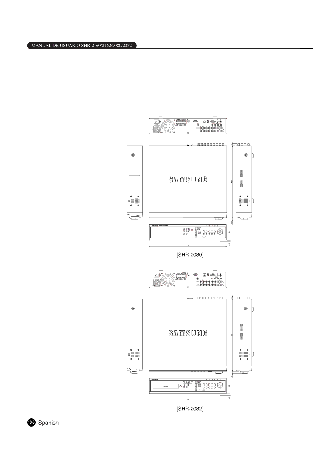 Samsung SHR-2080P2/XEC, SHR-2162P, SHR-2160P2/XEC, SHR-2160P/XEC manual 10-5Spanish, SHR-2080 SHR-2082 