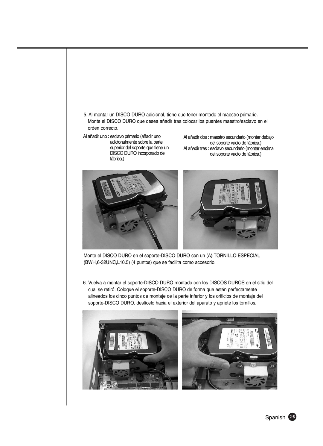 Samsung SHR-2162P, SHR-2160P2/XEC, SHR-2160P/XEC, SHR-2080P2/XEC manual Spanish 