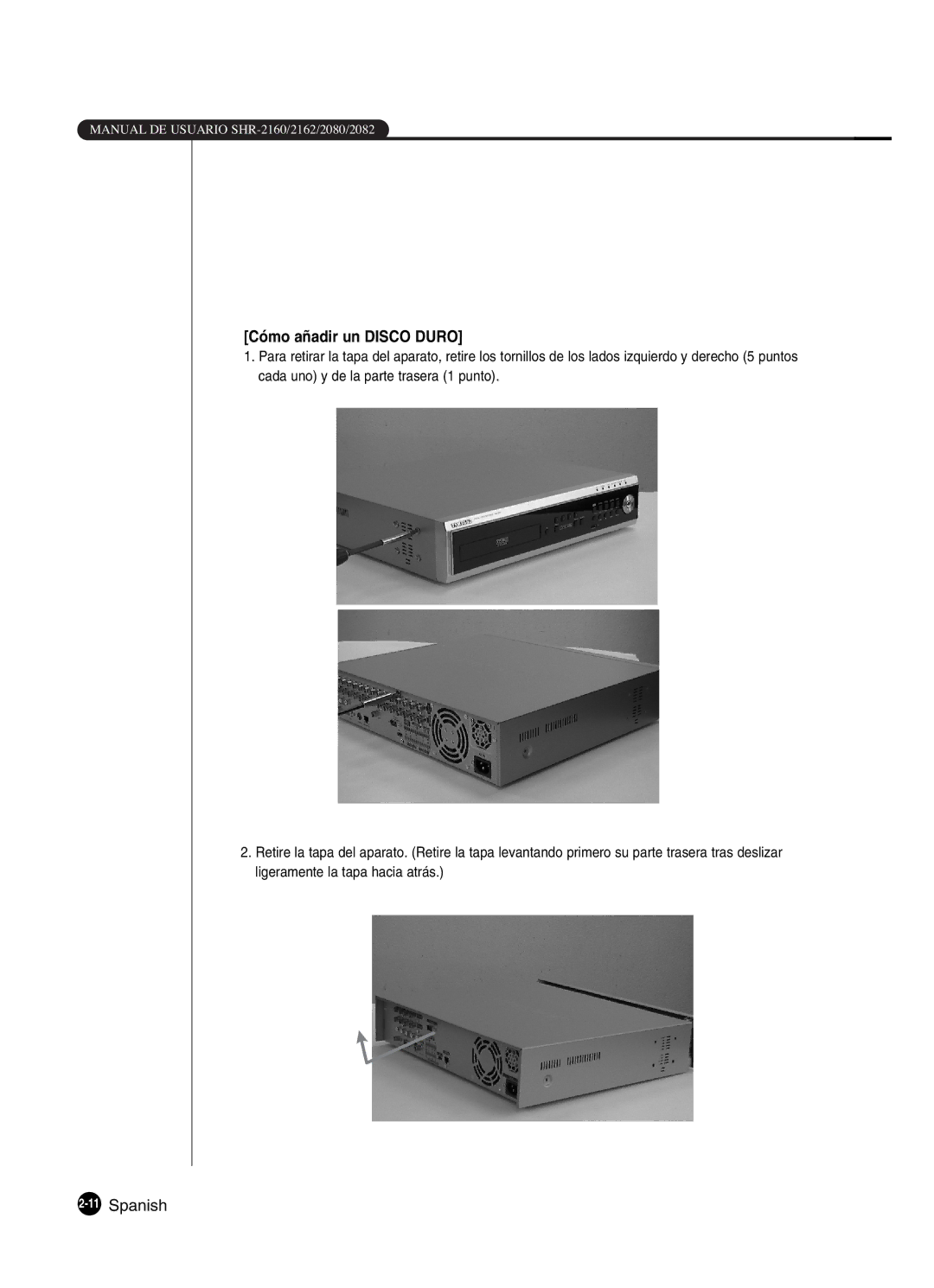 Samsung SHR-2160P/XEC, SHR-2162P, SHR-2160P2/XEC, SHR-2080P2/XEC manual 11Spanish 