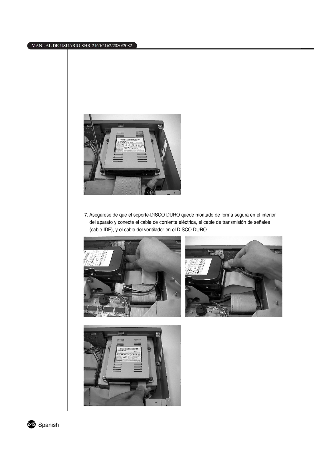 Samsung SHR-2160P2/XEC, SHR-2162P, SHR-2160P/XEC, SHR-2080P2/XEC manual 15Spanish 