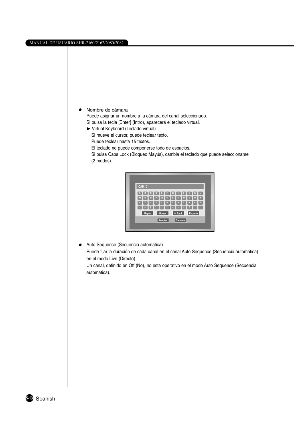 Samsung SHR-2162P, SHR-2160P2/XEC, SHR-2160P/XEC, SHR-2080P2/XEC manual 13Spanish 