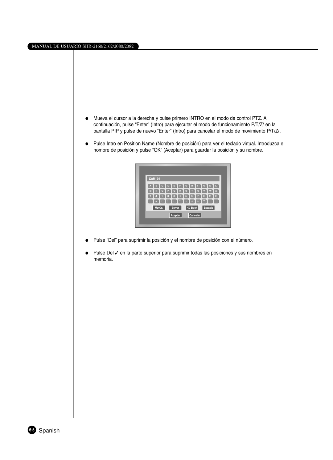 Samsung SHR-2162P, SHR-2160P2/XEC, SHR-2160P/XEC, SHR-2080P2/XEC manual 5Spanish 