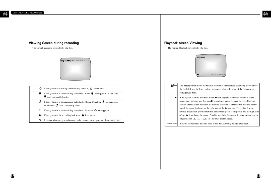 Samsung SHR-3010 user manual Playback screen Viewing 