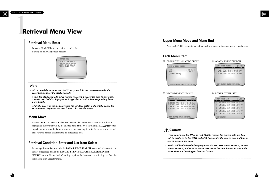 Samsung SHR-3010 user manual 1Retrieval Menu View, Retrieval Menu Enter, Retrieval Condition Enter and List Item Select 