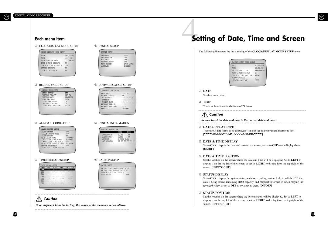 Samsung SHR-3010P manual Each menu item 