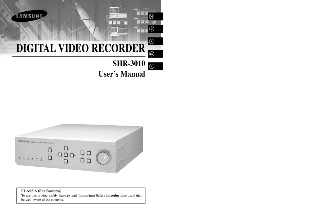 Samsung SHR-3010P manual Digital Video Recorder 