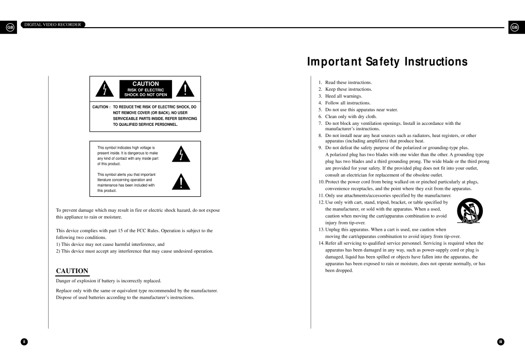 Samsung SHR-3010P/RUS manual Important Safety Instructions, Digital Video Recorder 