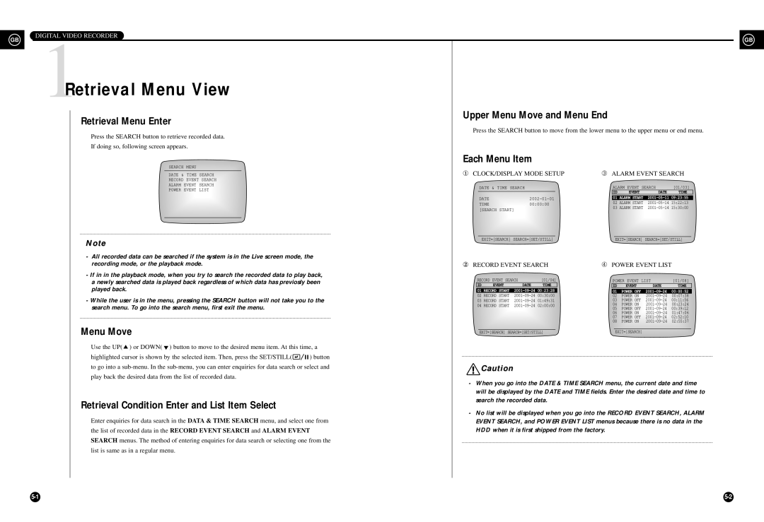 Samsung SHR-3010P manual 1Retrieval Menu View, Retrieval Menu Enter, Retrieval Condition Enter and List Item Select 