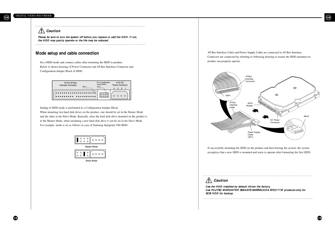 Samsung SHR-3010P/RUS manual Mode setup and cable connection 